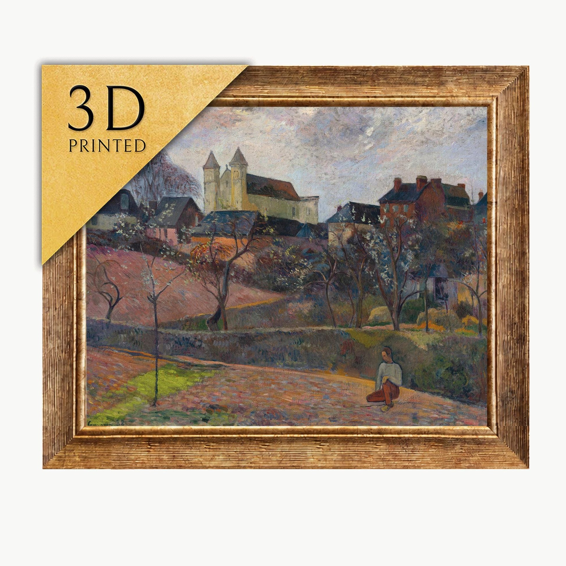Gauguin's Vue de Rouen 3D Textured Print: Brushstroke Oil Painting Replica