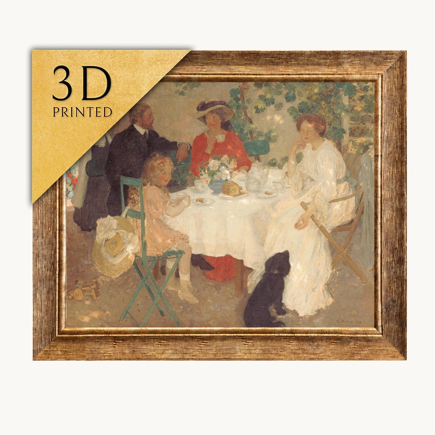 E Phillips Fox 'Al Fresco' 3D Print: Textured Impressionist Art