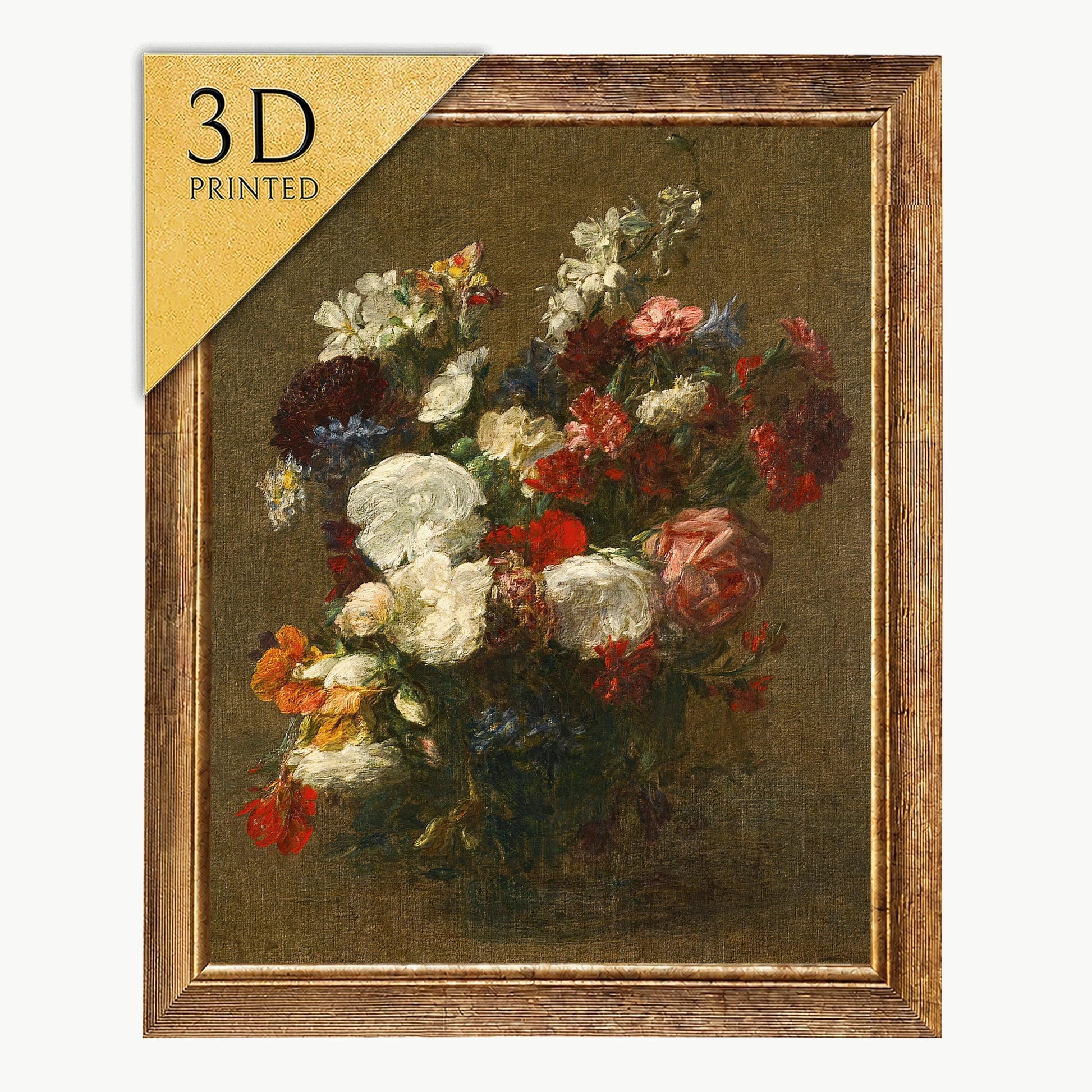 Fleurs Diverses by Henri Fantin: 3D Textured Floral Art Print
