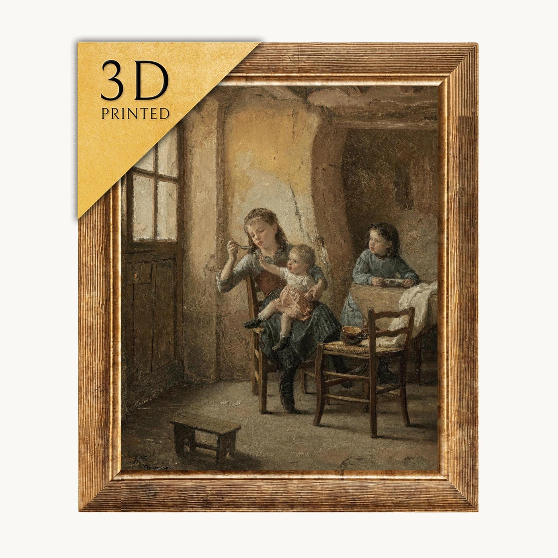 Théophile Duverger: The Children’s Meal - 3D Printed Oil Painting Replica