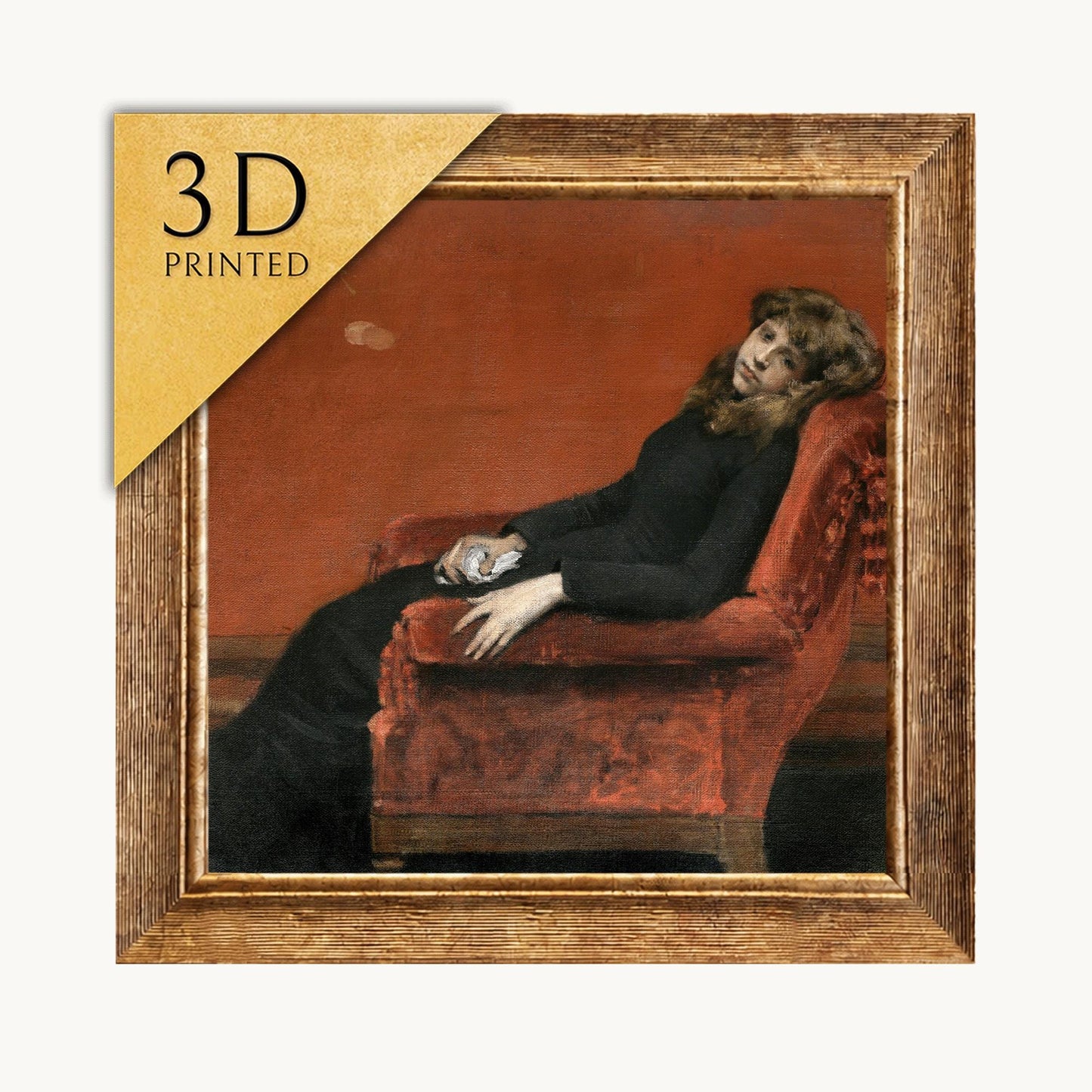 William Merritt Chase Print: The Young Orphan, 3D Textured Art