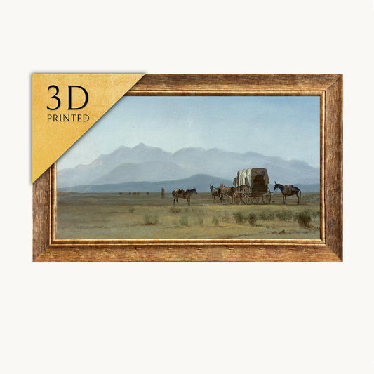 Albert Bierstadt Print: Surveyor’s Wagon in the Rockies, 3D Textured Art
