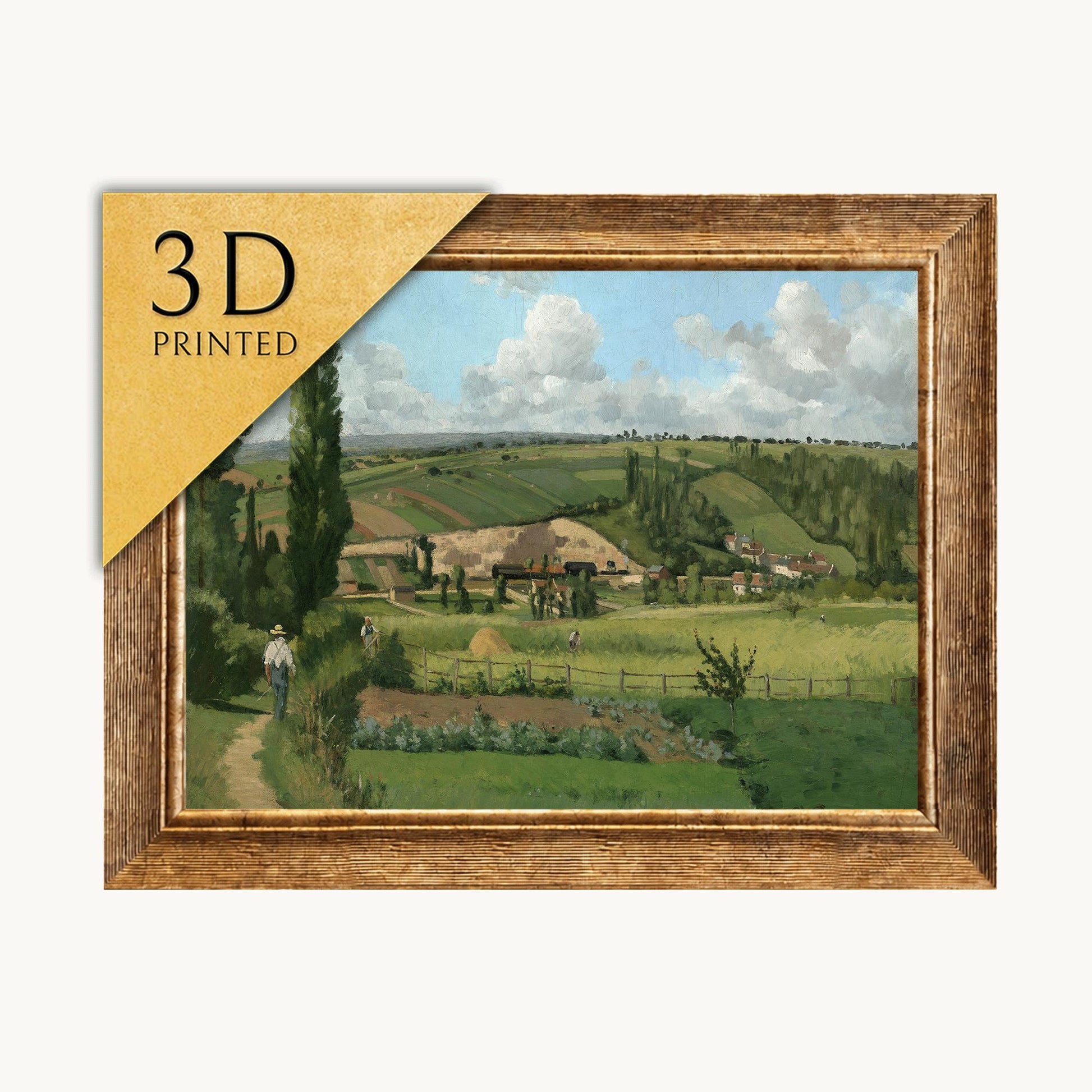 Pissarro Landscape Print: Les Pâtis, Pontoise, 3D Textured Art