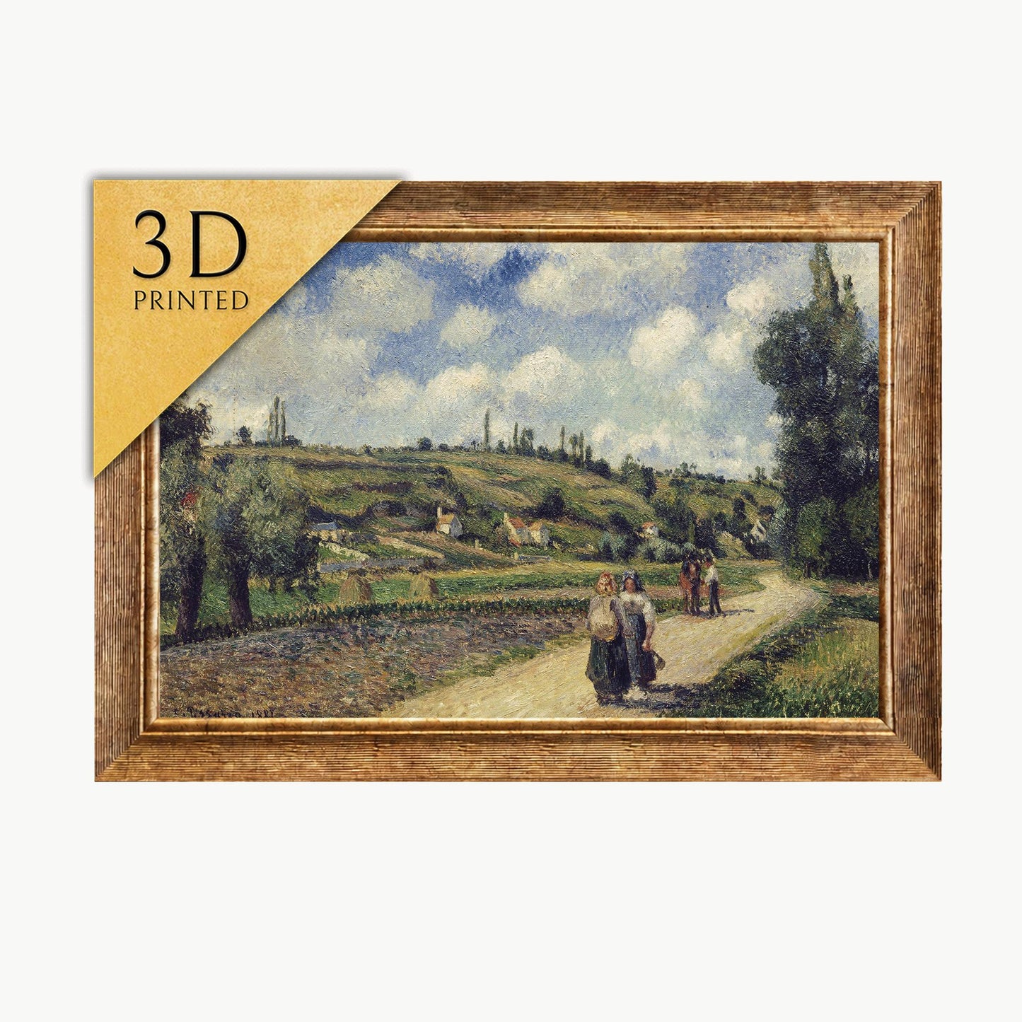 Camille Pissarro 'Auvers Road' 3D Print: Textured Impressionist Art