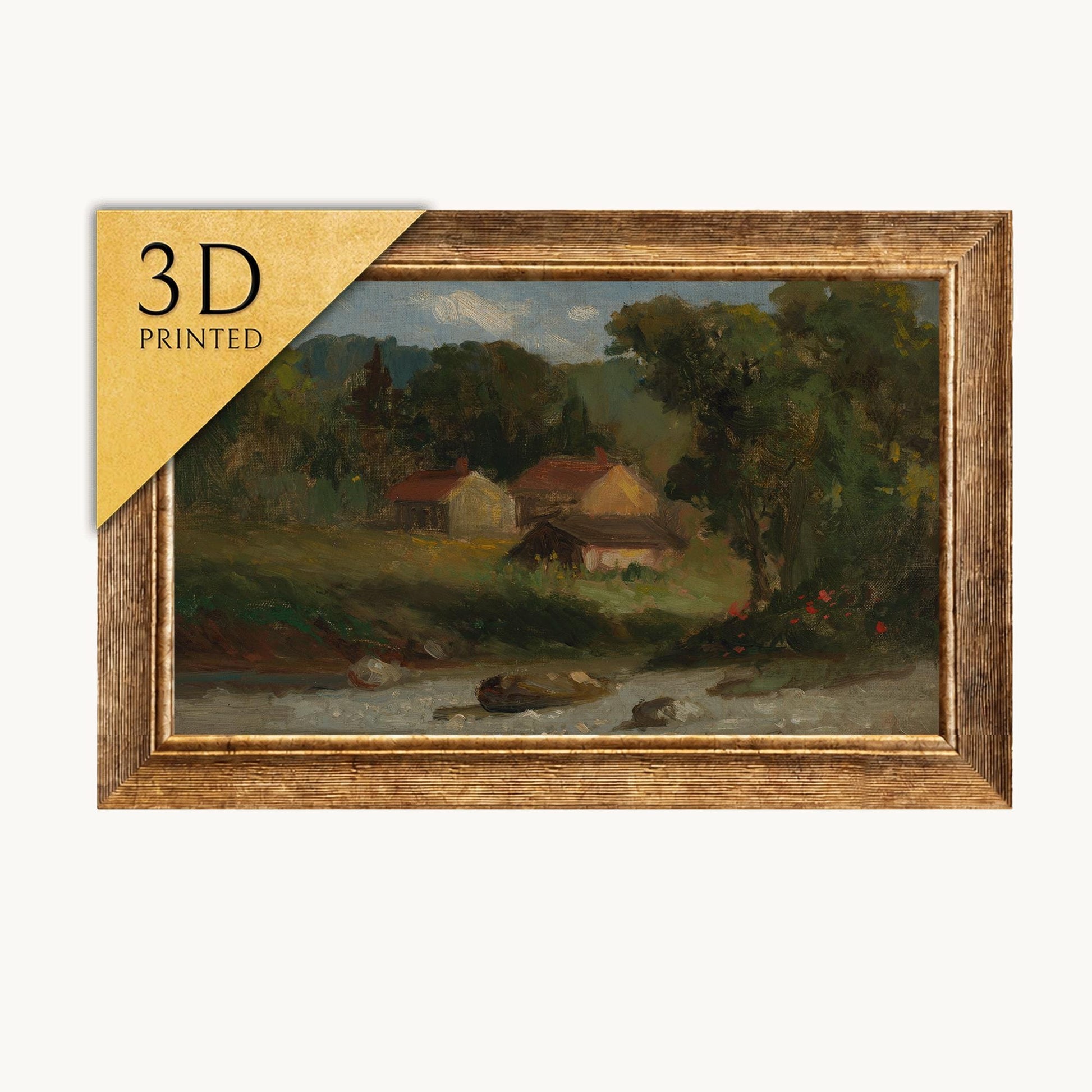 Edward Bannister Painting: Rocky Farm Newport, 3D Textured Print