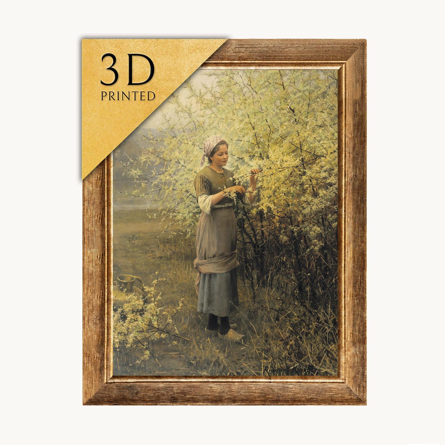 Daniel Ridgway Knight Springtime 3D Print: Textured Oil Painting Replica
