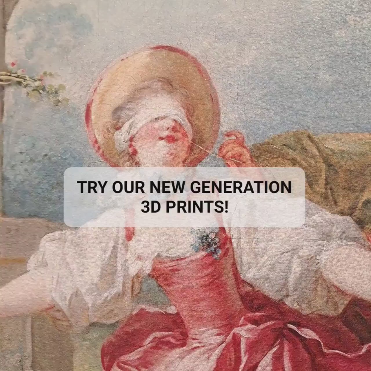 Fragonard Blind Man's Buff 3D Print: Textured Oil Painting Reproduction