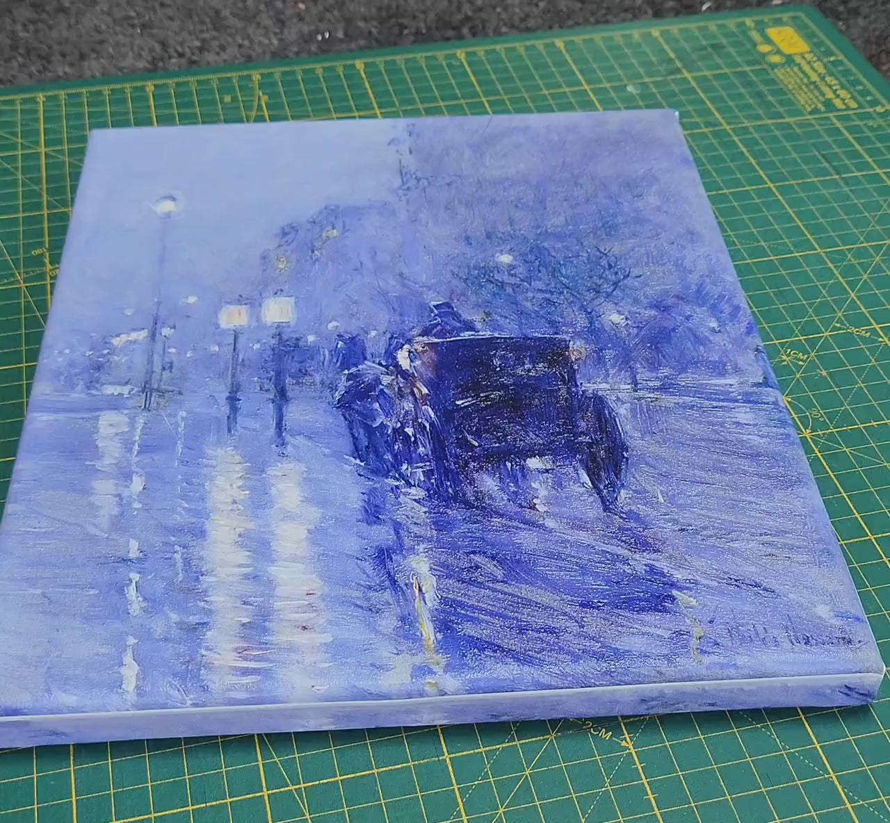 Rainy Midnight by Childe Hassam, 3d Printed with texture and brush
