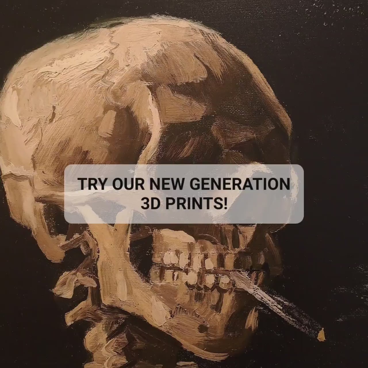 Van Gogh Skull with Burning Cigarette, 3D Printed Fine Art