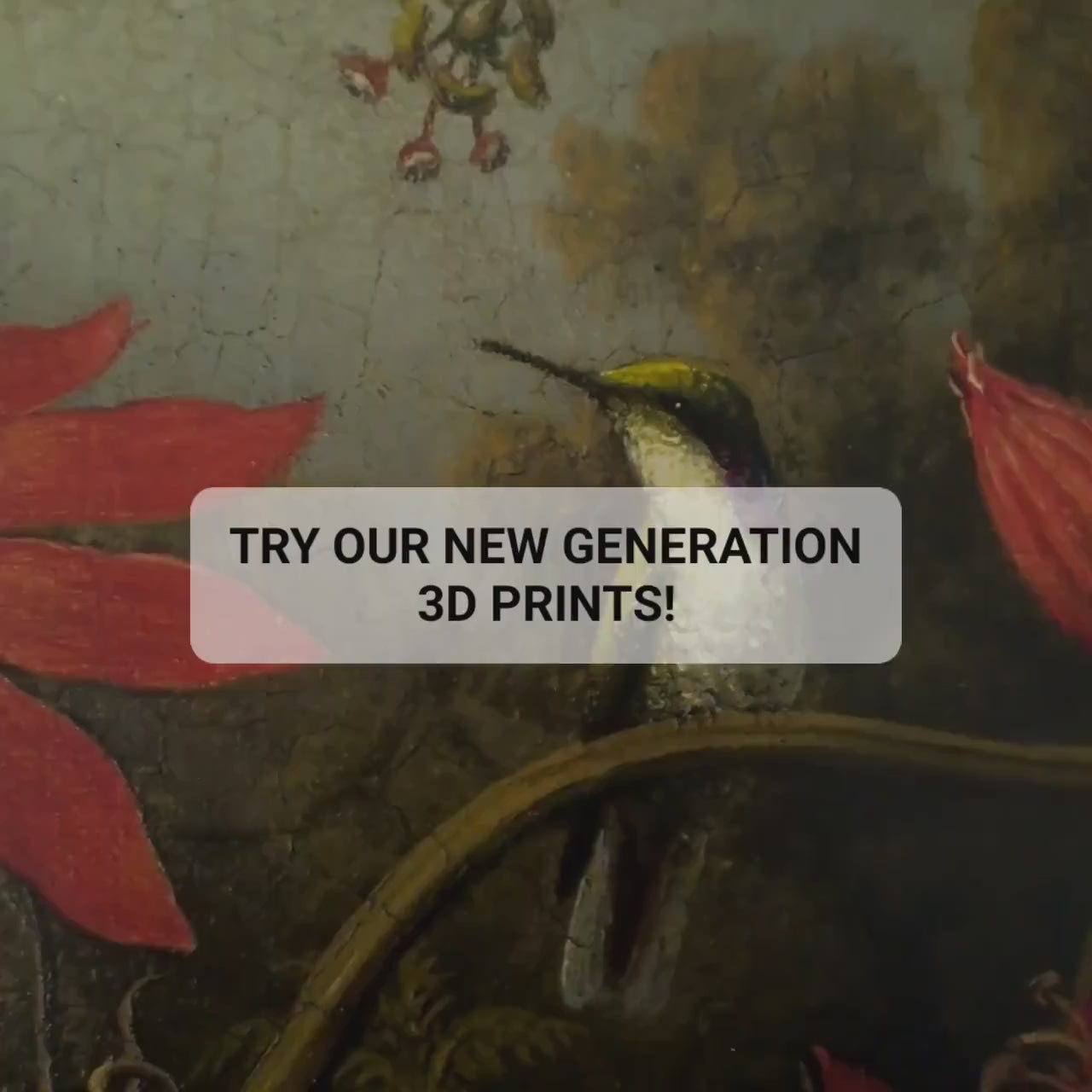 Hummingbird and Passionflowers Print by Martin Johnson Heade, 3D Textured Art