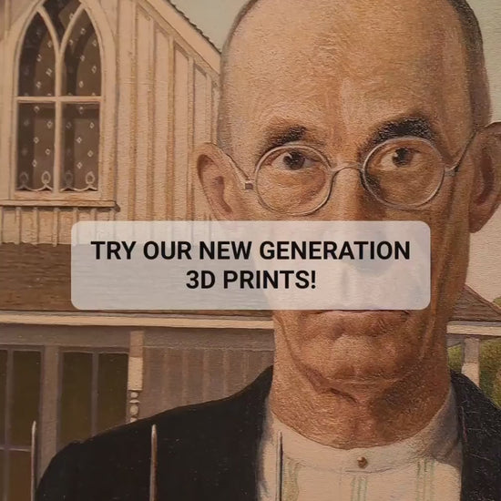 American Gothic 3D Print: Textured Brushstrokes, Grant Wood