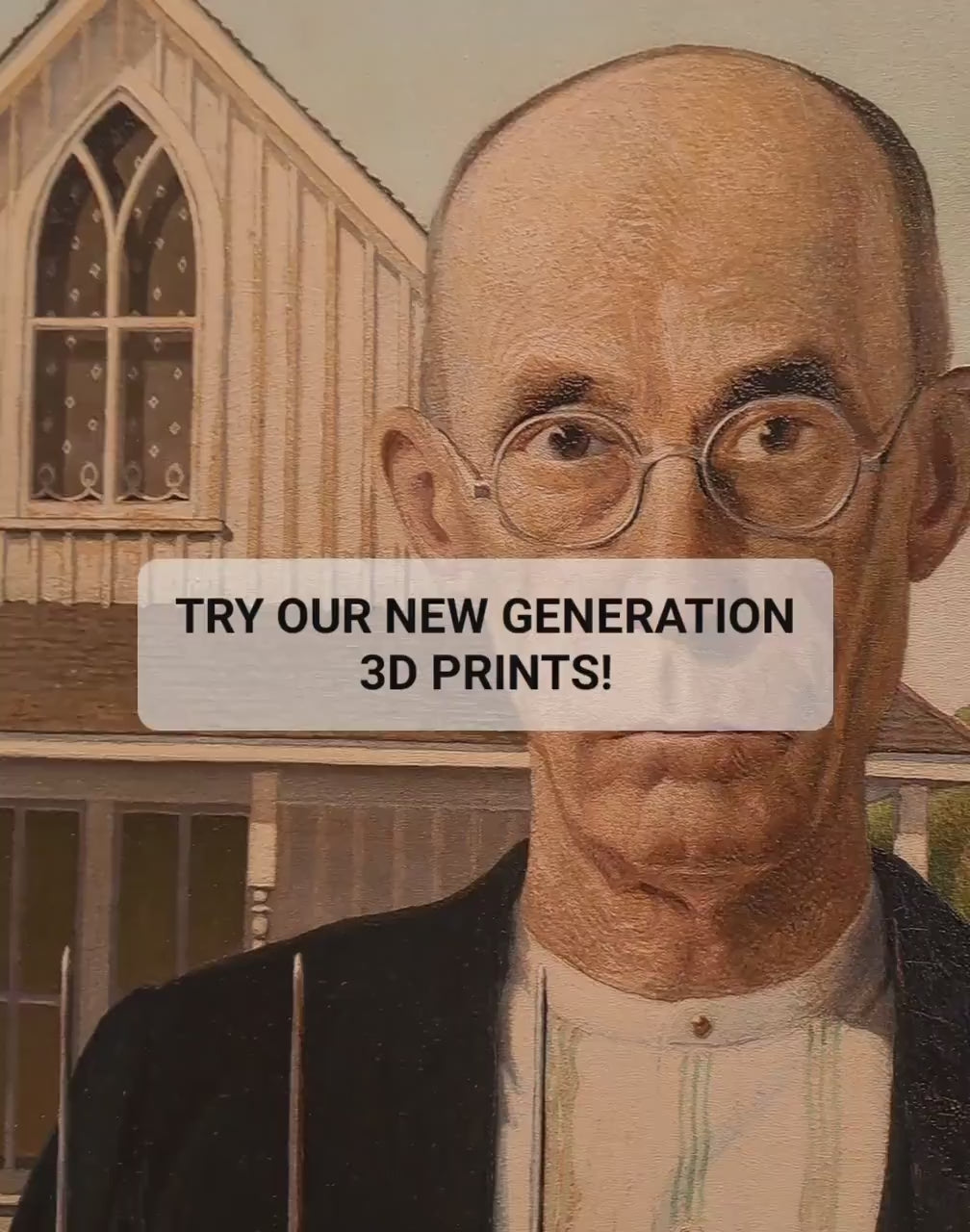 American Gothic 3D Print: Textured Brushstrokes, Grant Wood
