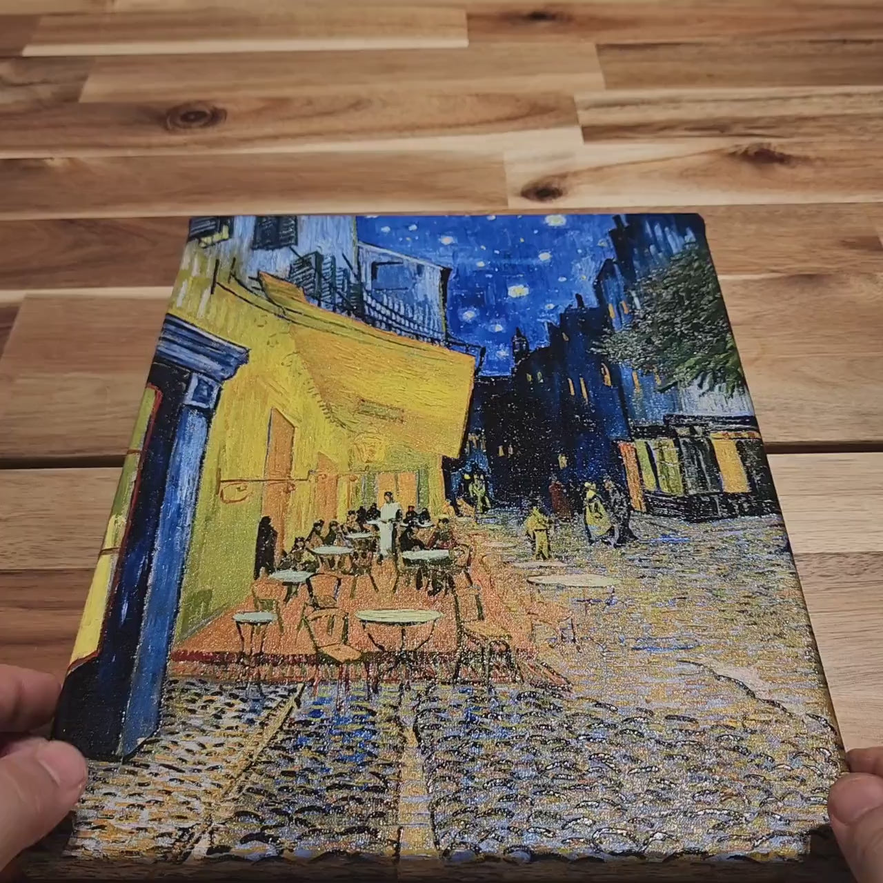 絵画　cafe 風景画 絵画 パリ 「街角の緑のひさしのカフェ」 絵画 Katsu