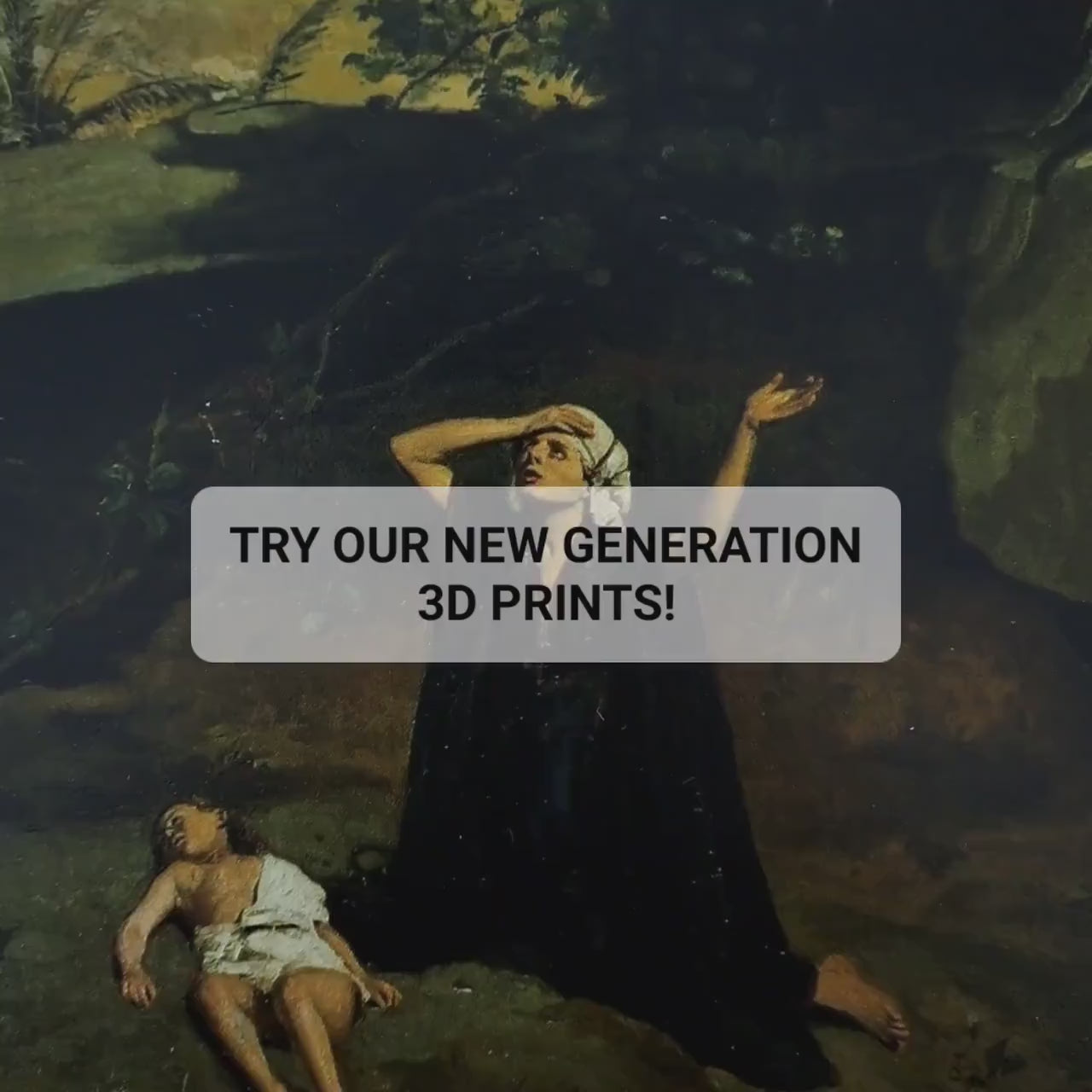Hagar in the Wilderness 3D Print: Jean-Baptiste Camille Corot Textured Oil Painting