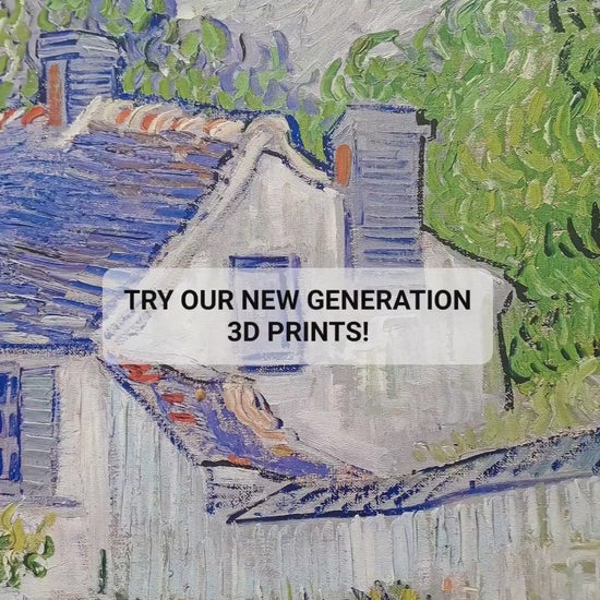 Van Gogh Houses at Auvers: 3D Textured Oil Painting Print