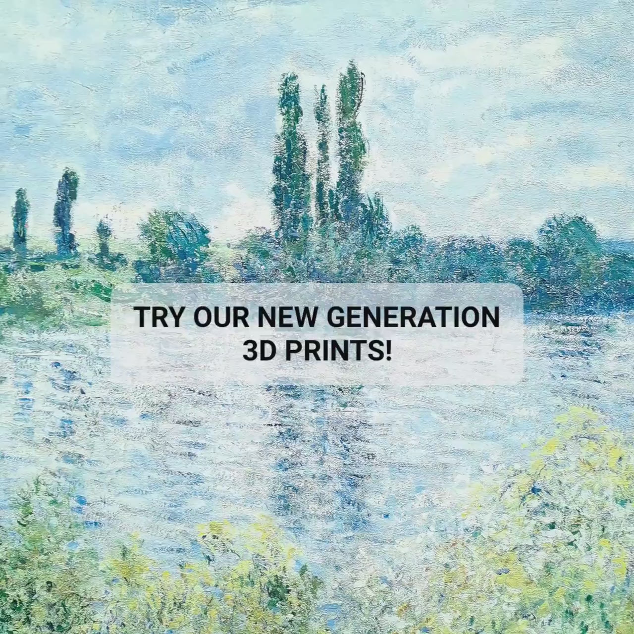 Monet - Bank of the Seine, Vétheuil - 3D Printed Textured Oil Painting