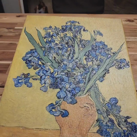 Van Gogh Irises 3D Print: Textured Brushstrokes, Oil Painting Effect