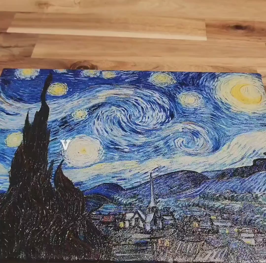Starry Night by Vincent Van Gogh, 3d Printed with texture and brush strokes looks like original oil-painting, code:064