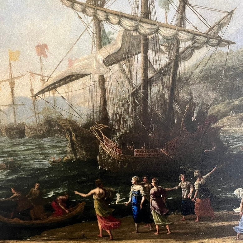 The Trojan Women Setting Fire by Claude Lorrain, 3d Printed with texture and brush strokes looks like original oil-painting, code:171