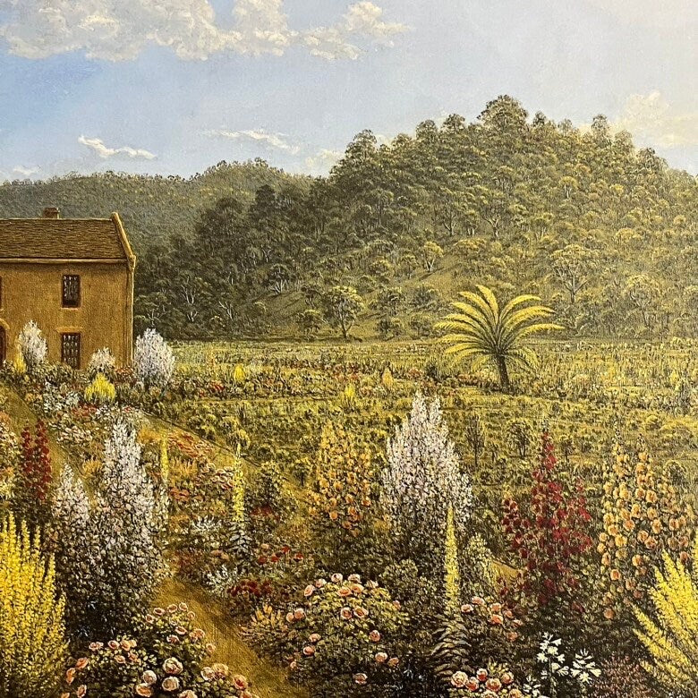 A View of the Artist's House and Garden by John Glover, 3d Printed with texture and brush strokes looks like original oil-painting, code:180