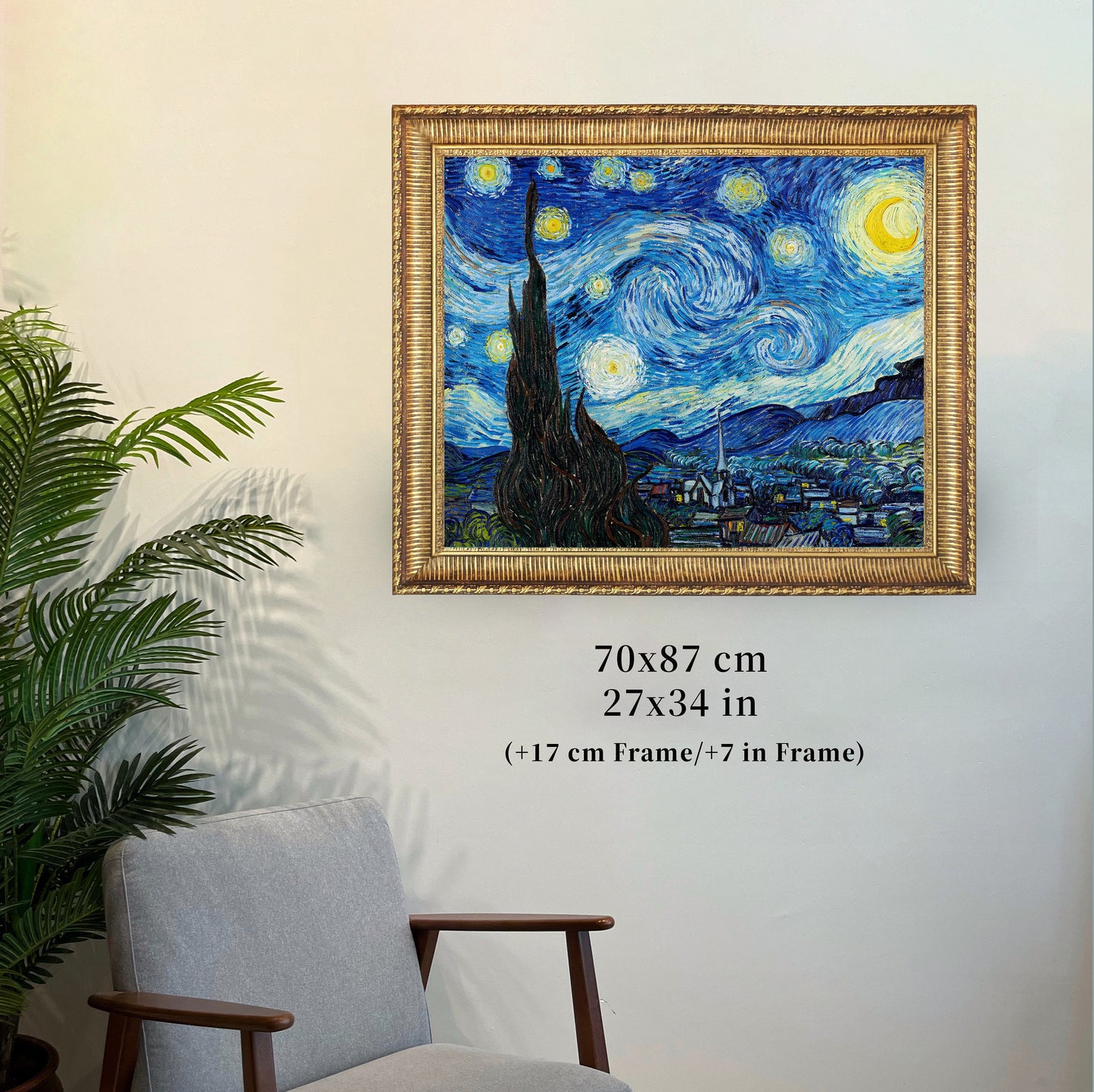 Starry Night by Vincent Van Gogh, 3d Printed with texture and brush strokes looks like original oil-painting, code:064