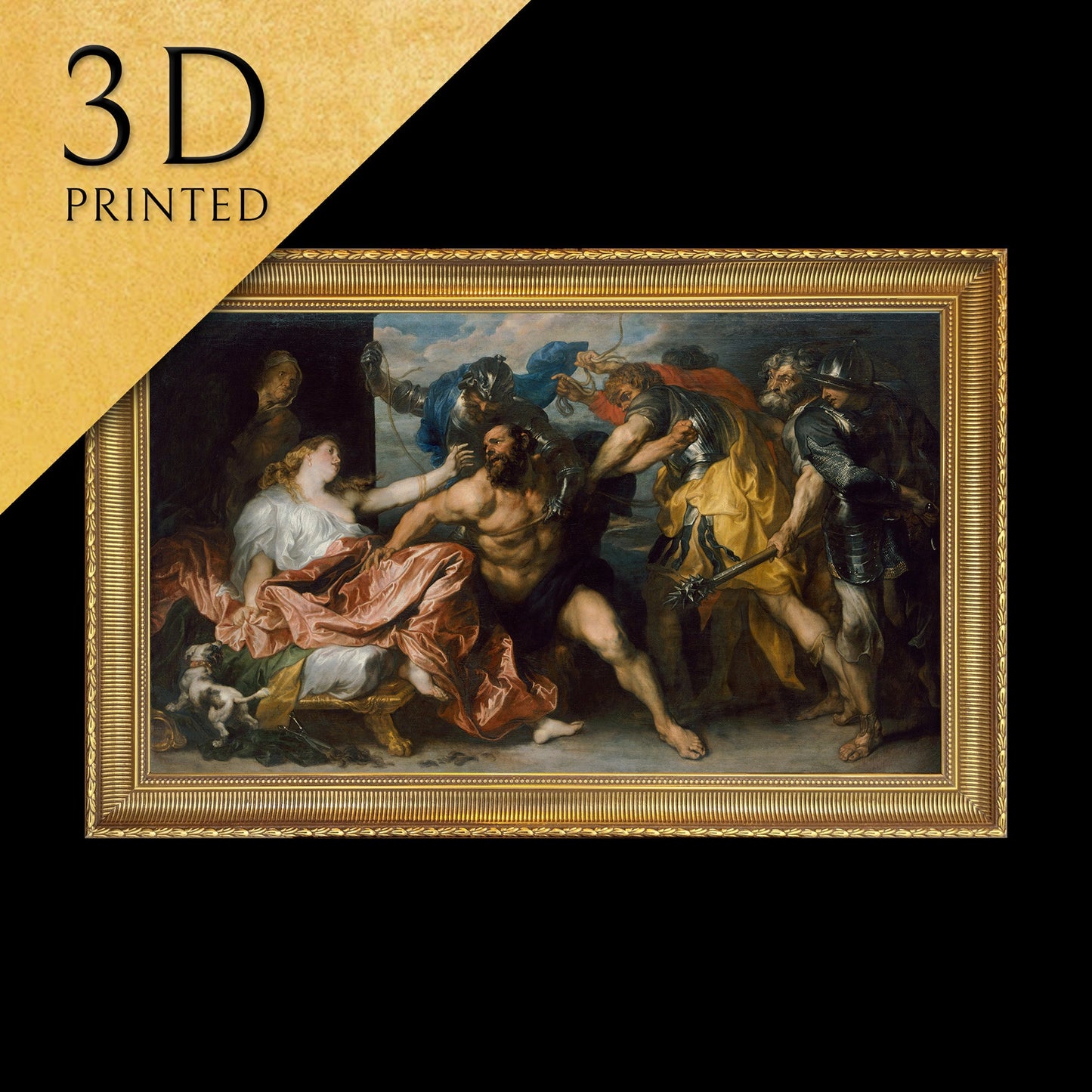 Samson and Delilah by Anthony van Dyck, 3d Printed with texture and brush strokes looks like original oil-painting, code:434