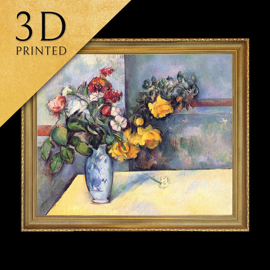 Still Life Flowers in a Vase by Paul Cézanne, 3d Printed with texture and brush strokes looks like original oil-painting, code:446