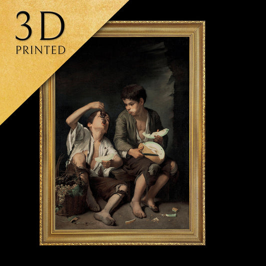 Grape and Melon Eaters by Bartolomeo Estaban Murillo, 3d Printed with texture and brush strokes looks like original oil-painting, code:449