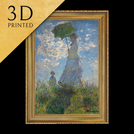 Woman with a Parasol by Claude Monet, 3d Printed with texture and brush strokes looks like original oil-painting, code:007