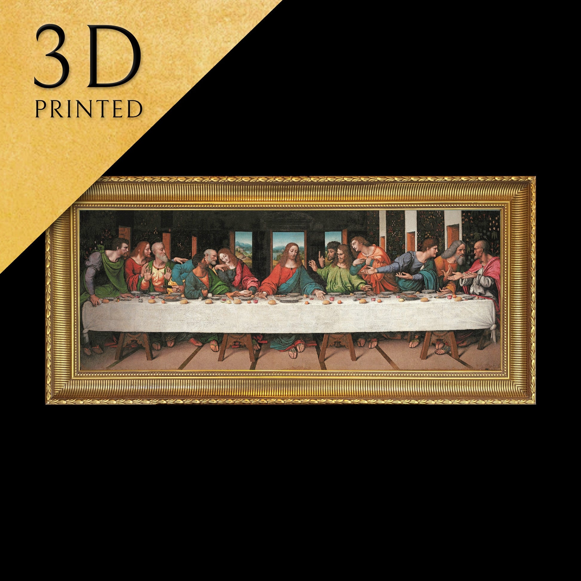 The Last Supper by Leonardo Da Vinci, 3d Printed with texture and brush strokes looks like original oil-painting, code:016