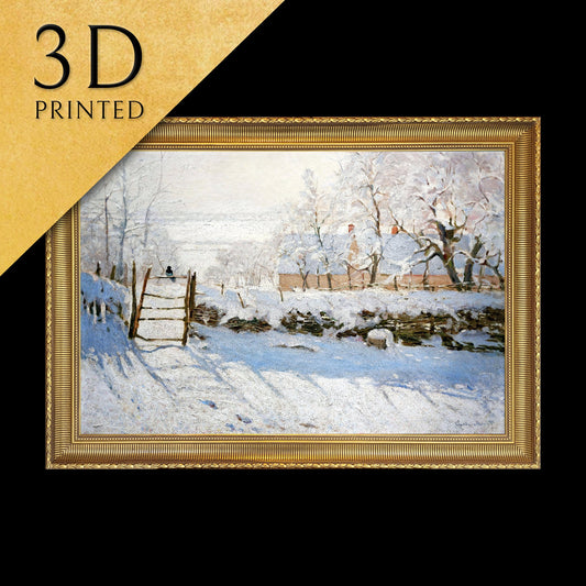 The Magpie by Claude Monet, 3d Printed with texture and brush strokes looks like original oil-painting, code:024