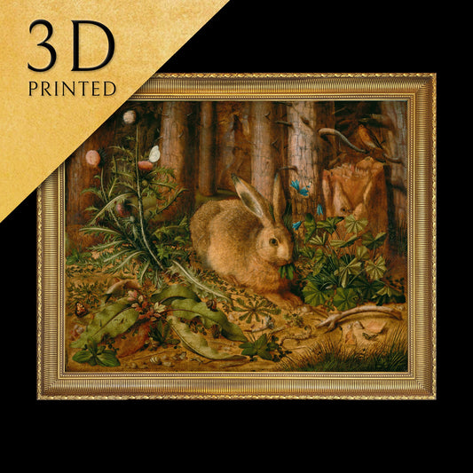 A Hare in the Forest by Hans Hofmann, 3d Printed with texture and brush strokes looks like original oil-painting, code:033