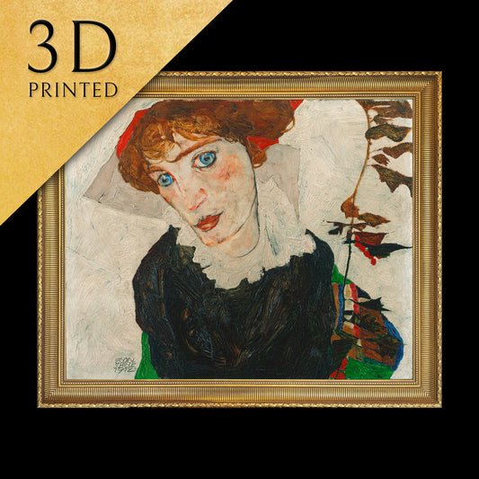 Portrait of Wally Neuzil by Egon Schiele, 3d Printed with texture and brush strokes looks like original oil-painting, code:429