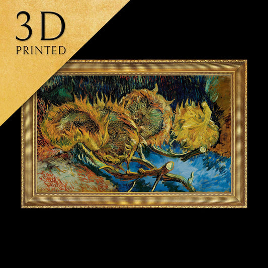 Four Sunflowers Gone to Seed by Vincent Van Gogh, 3d Printed with texture and brush strokes looks like original oil-painting, code:058