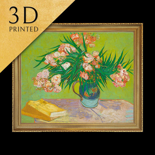 Oleanders by Vincent Van Gogh, 3d Printed with texture and brush strokes looks like original oil-painting, code:074