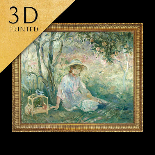 Under the Orange Tree by Berthe Morisot, 3d Printed with texture and brush strokes looks like original oil-painting, code:082
