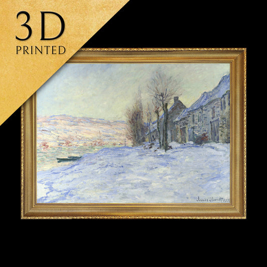 Lavacourt Under Snow by Claude Monet, 3d Printed with texture and brush strokes looks like original oil-painting, code:132