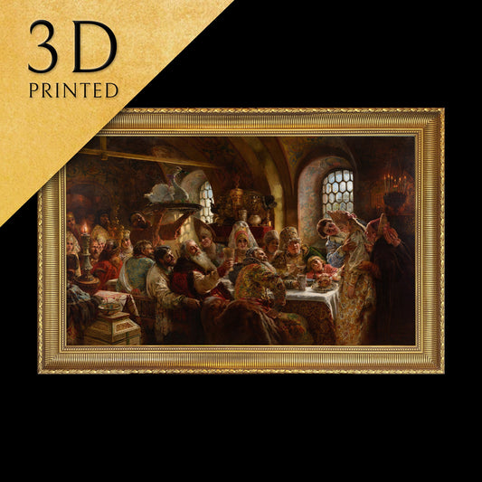A Boyar Wedding Feast by Konstantin Makovski, 3d Printed with texture and brush strokes looks like original oil-painting, code:159