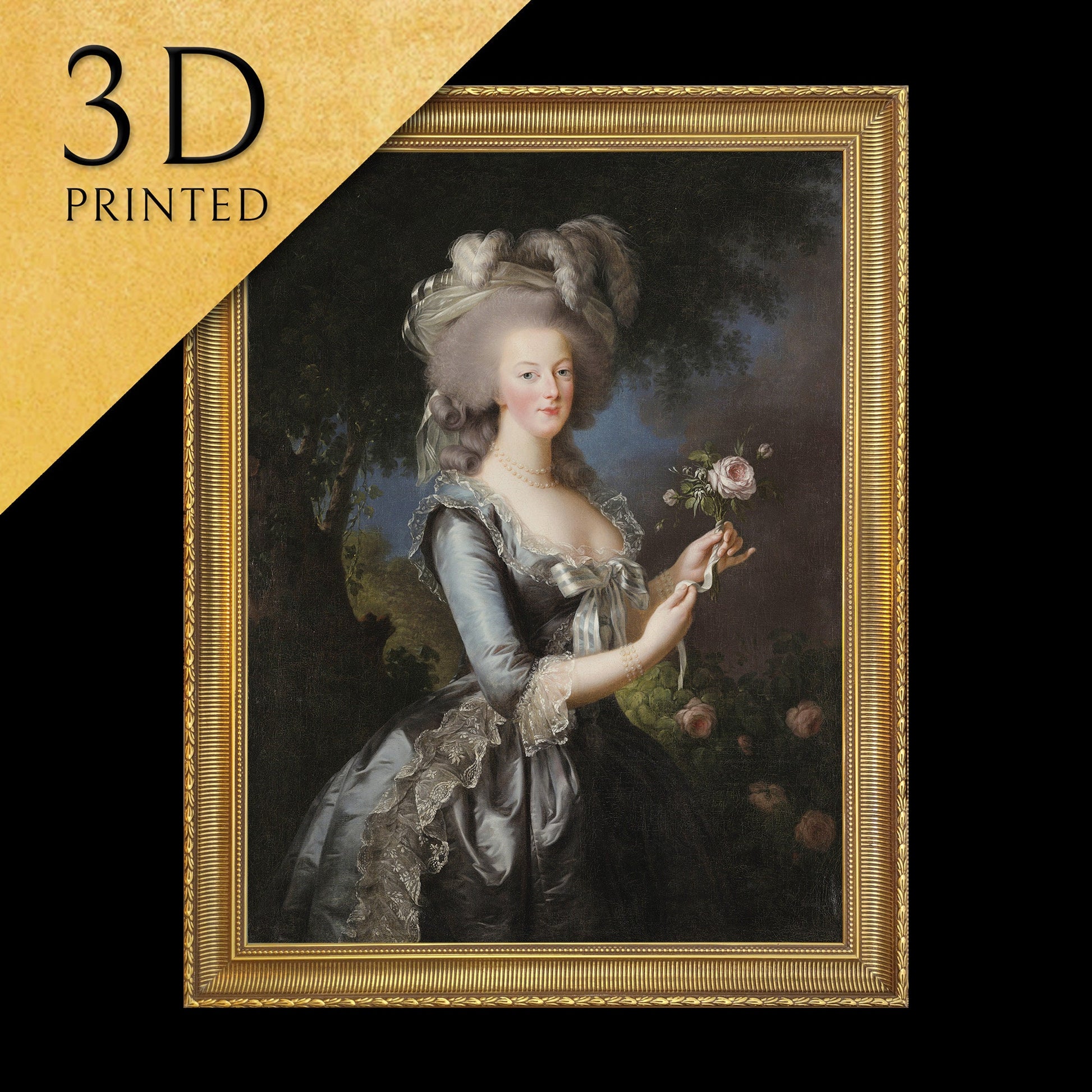 Marie-Antoinette by Élisabeth Vigée Le Brun-Marie, 3d Printed with texture and brush strokes looks like original oil-painting, code:452