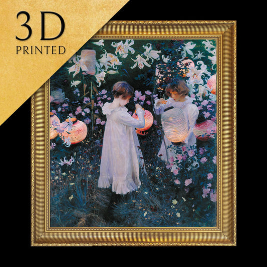 Carnation, Lily, Lily, Rose by John Singer Sargent, 3d Printed with texture and brush strokes looks like original oil-painting, code:193