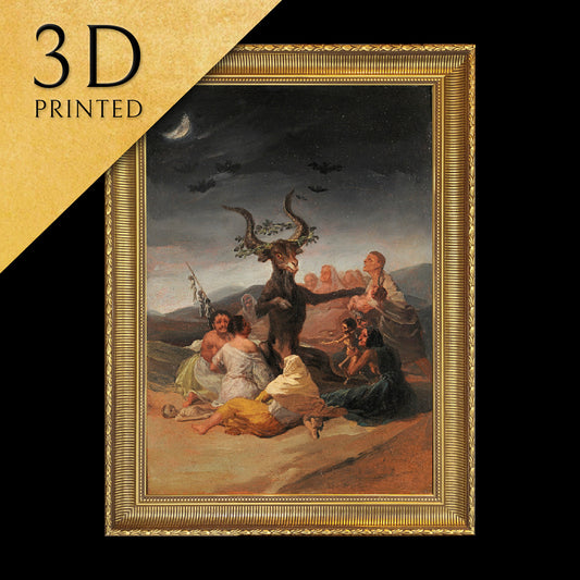 Witches' Sabbath by Francisco Goya, 3d Printed with texture and brush strokes looks like original oil-painting, code:012