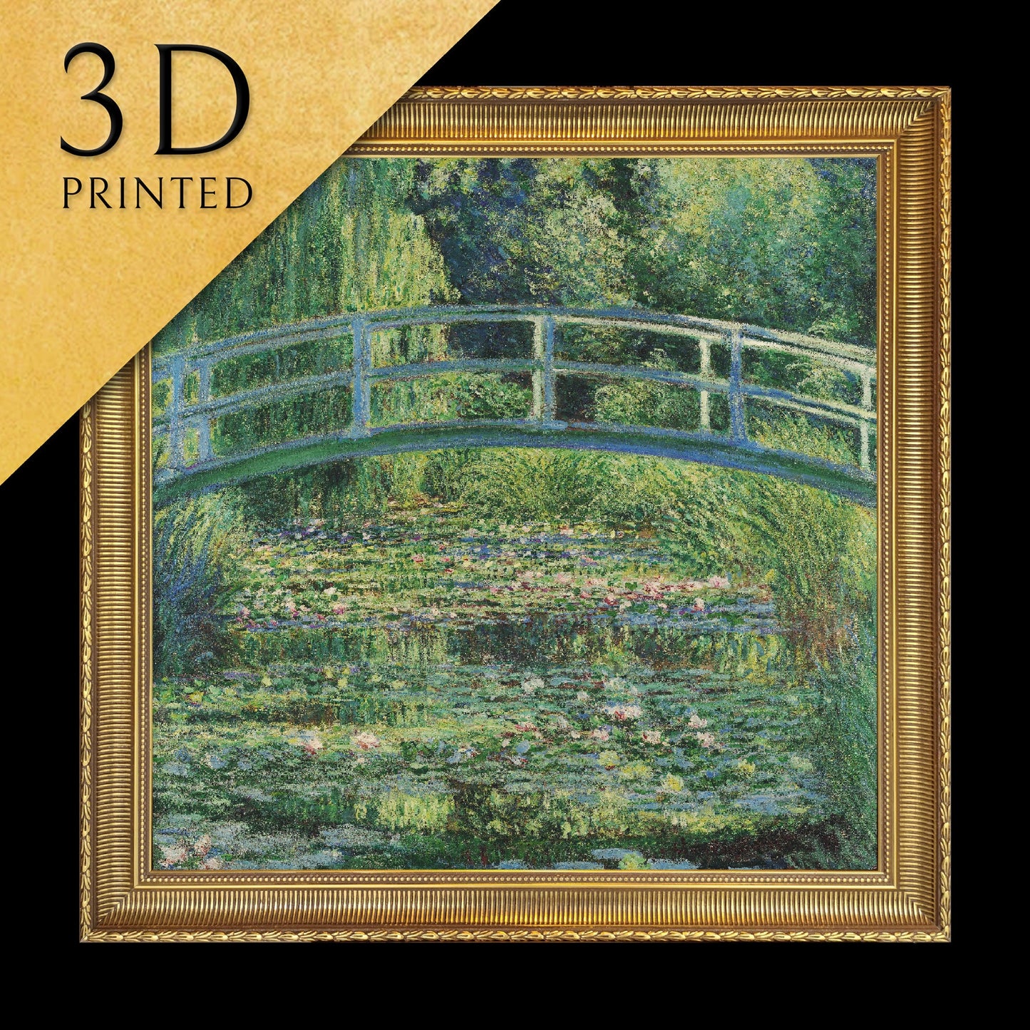 The Water Lily Pond by Claude Monet, 3d Printed with texture and brush strokes looks like original oil-painting, code:021