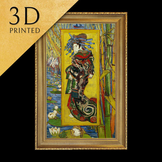 Courtesan After Eisen by Vincent Van Gogh, 3d Printed with texture and brush strokes looks like original oil-painting, code:057