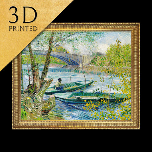 Fishing in Spring by Vincent Van Gogh, 3d Printed with texture and brush strokes looks like original oil-painting, code:071