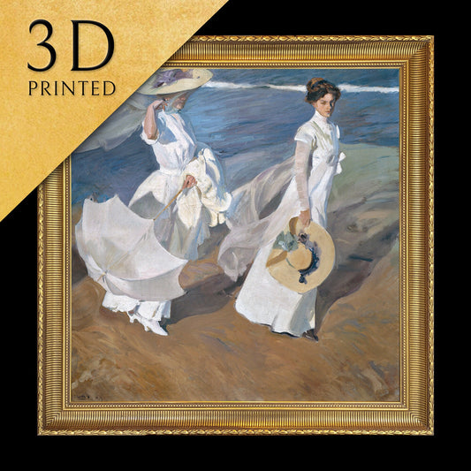 Strolling along the Seashore by Joaquin Sorolla, 3d Printed with texture and brush strokes looks like original oil-painting, code:117