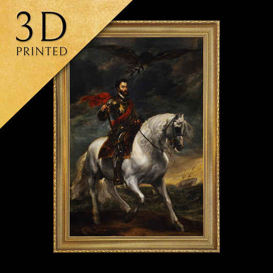 Portrait of the Emperor Charles V by Anthony van Dyck, 3d Printed with texture and brush strokes looks like original oil-painting, code:483