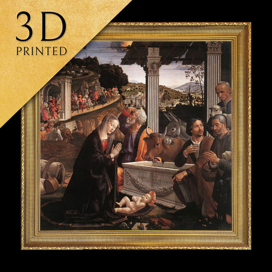 Adoration of the Shepherds by Cappella Sassetti, 3d Printed with texture and brush strokes looks like original oil-painting, code:487