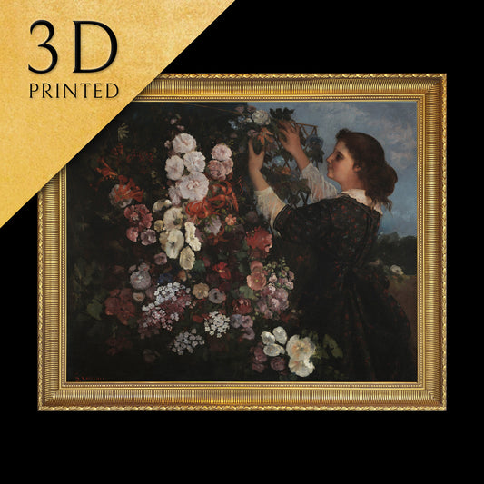 The Trellis by Gustave Courbet, 3d Printed with texture and brush strokes looks like original oil-painting, code:424