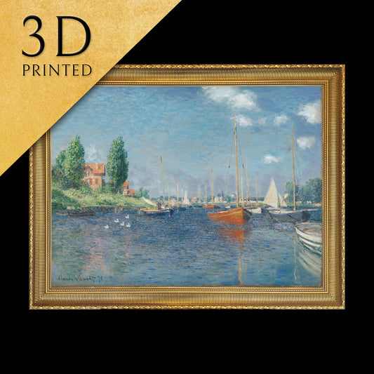 Red Boats, Argenteuil by Claude Monet, 3d Printed with texture and brush strokes looks like original oil-painting, code:178