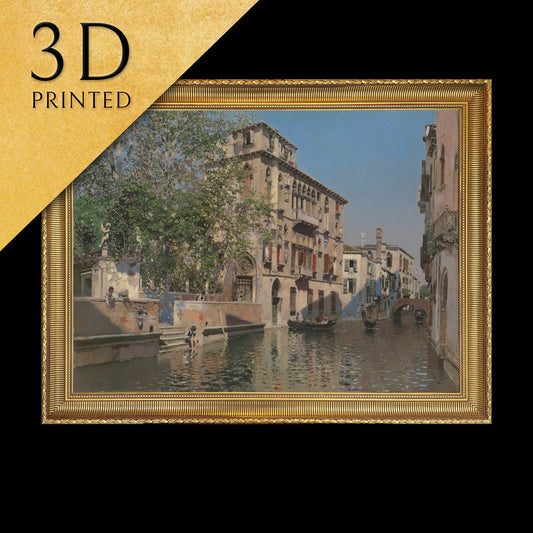 A Canal in Venice by Martín Rico, 3d Printed with texture and brush strokes looks like original oil-painting, code:183